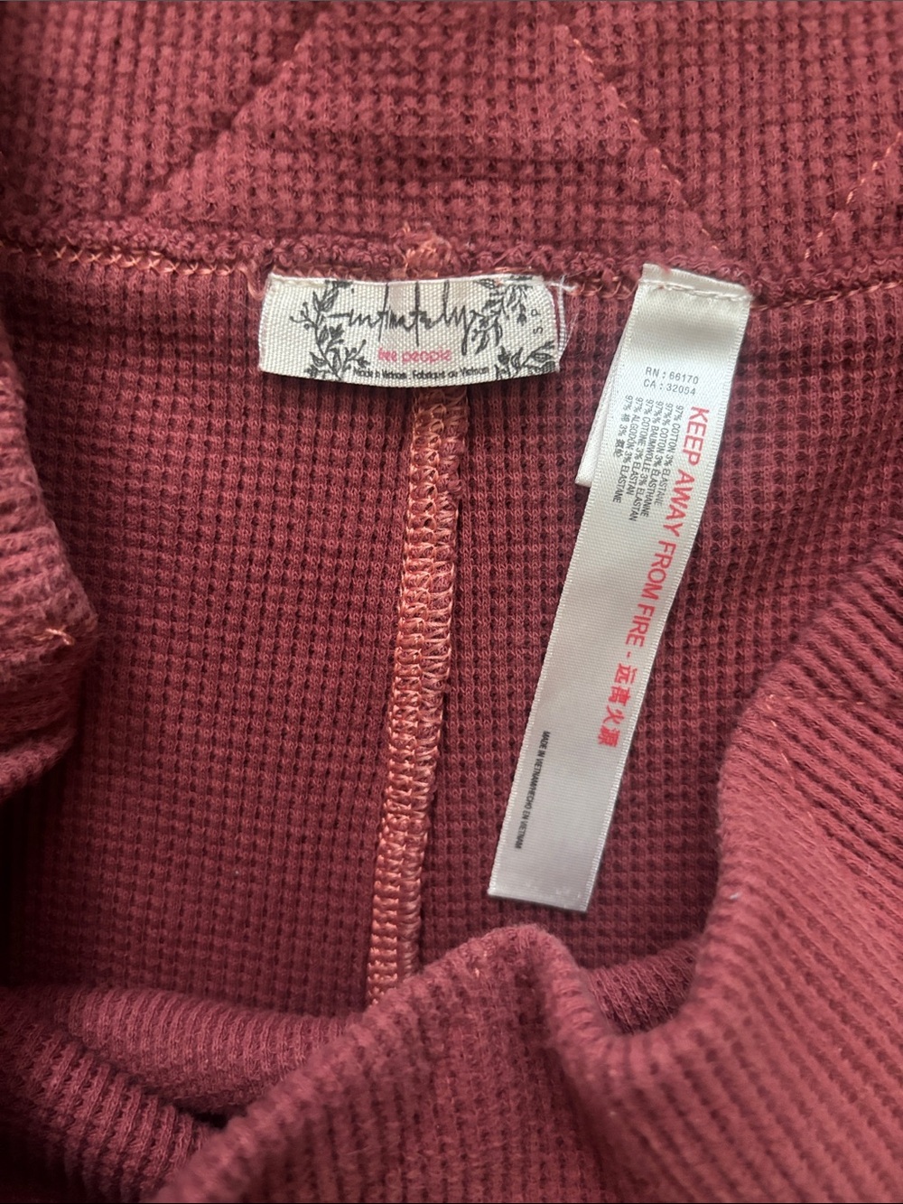 Intimately Free People Waffle Knit Thermal Flare Pants Terracotta S Lounge Leggi - Picture 4 of 7